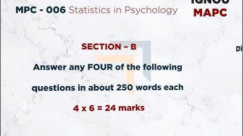 Statistics in Psychology MPC006  June 21 Exam Diagnosis MAPC IGNOU
