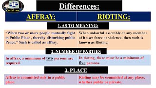 Difference Between Rioting and Affray| Pakistan Penal Code/IPC Lectures|OnlyLaw| Urdu|Hindi