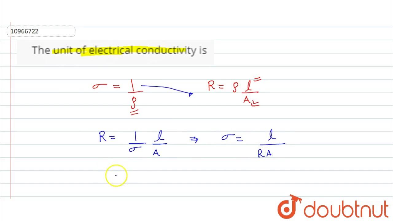 The unit of electrical conductivity is YouTube