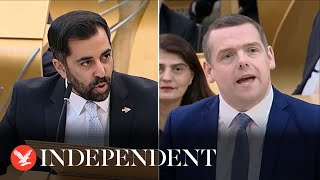 Humza Yousaf clashes with Douglas Ross over collapse of power-sharing agreement with Greens