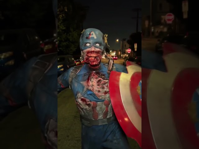 Zombie Captain America- Halloween 2022  #shorts #marvel #captainamerica #halloweenmakeuplook class=