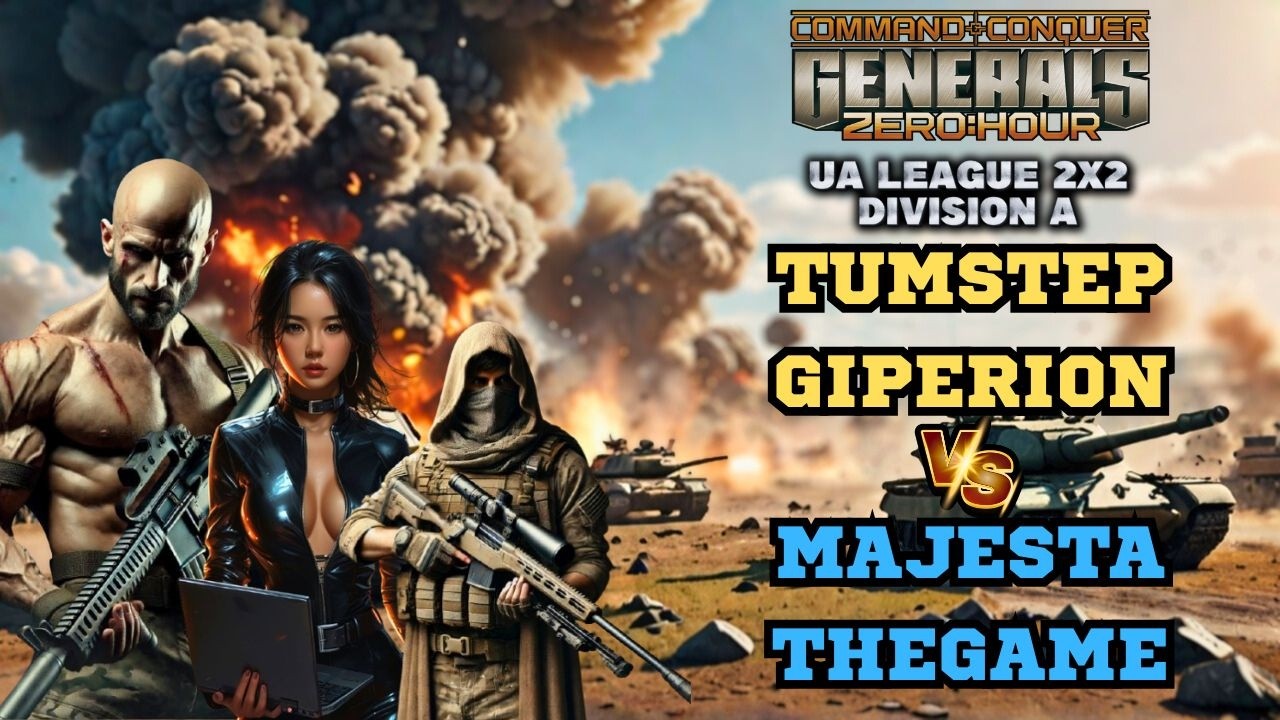 🔥 БИТВА ЗА ЛІДЕРСТВО UA LEAGUE | TumStep&Giperion vs Majesta&THEGAME | C&C Generals ZH (DivA 2x2 #2)