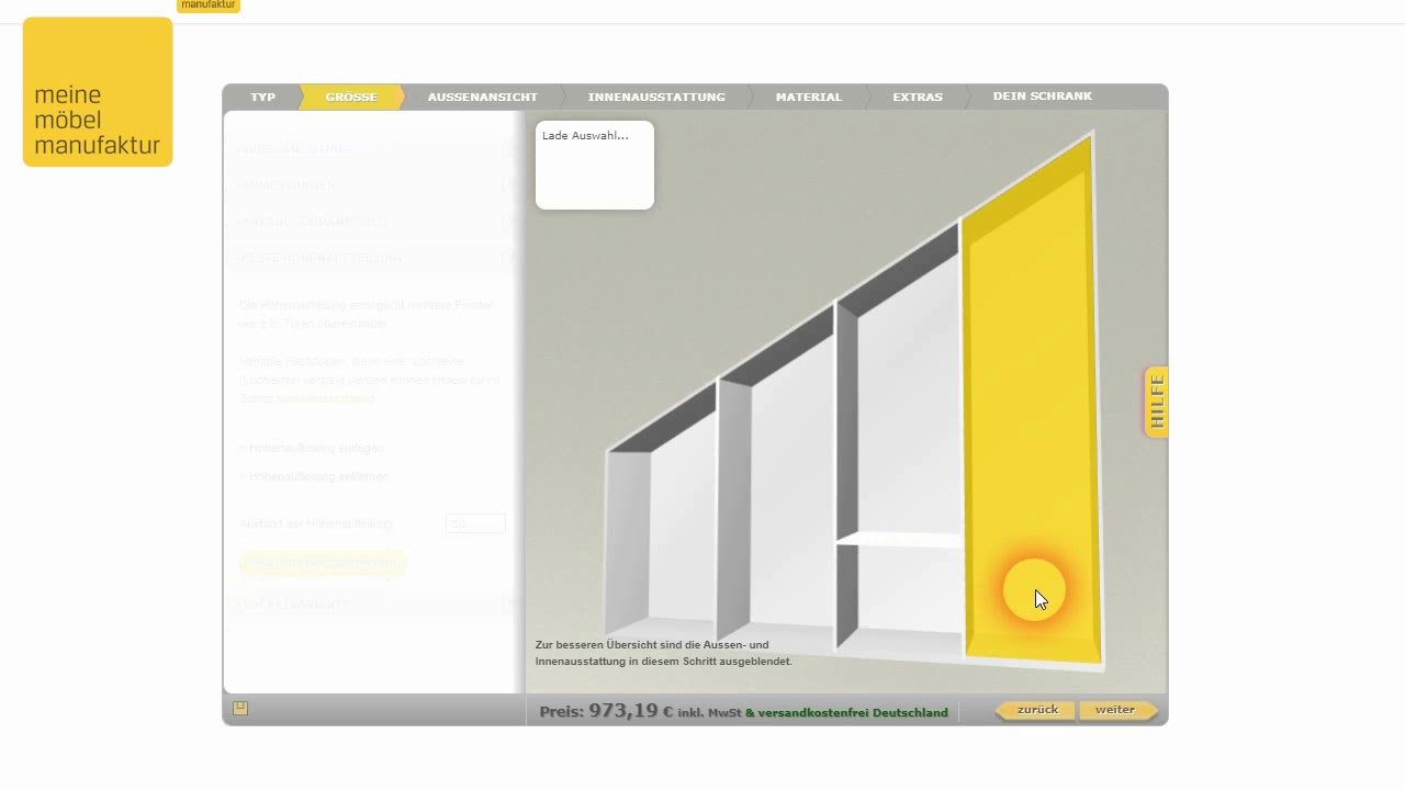 Größe und Aufteilung bestimmen - meine möbelmanufaktur - YouTube