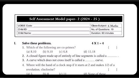 AP 6th Class  SELF ASSESSMENT-2 Maths💯 V.V.imp Paper(2024 -25) ||6th class fa2 Maths 2024-25