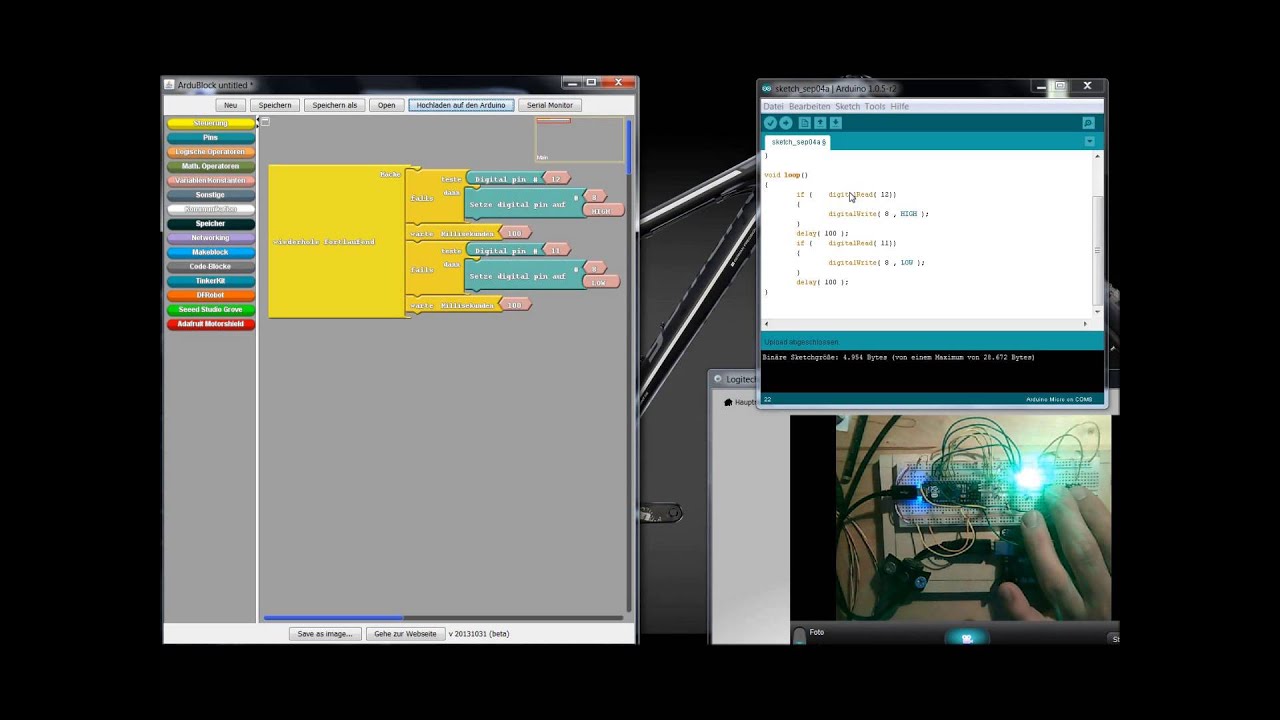 Ardublock tutorial 1 deutsch arduino grafisch programieren - YouTube