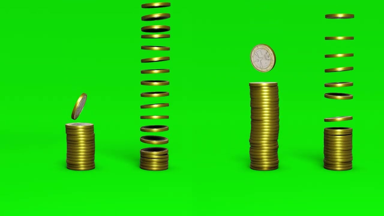 Free Green Screen Money and Coin Falling / Transparent background