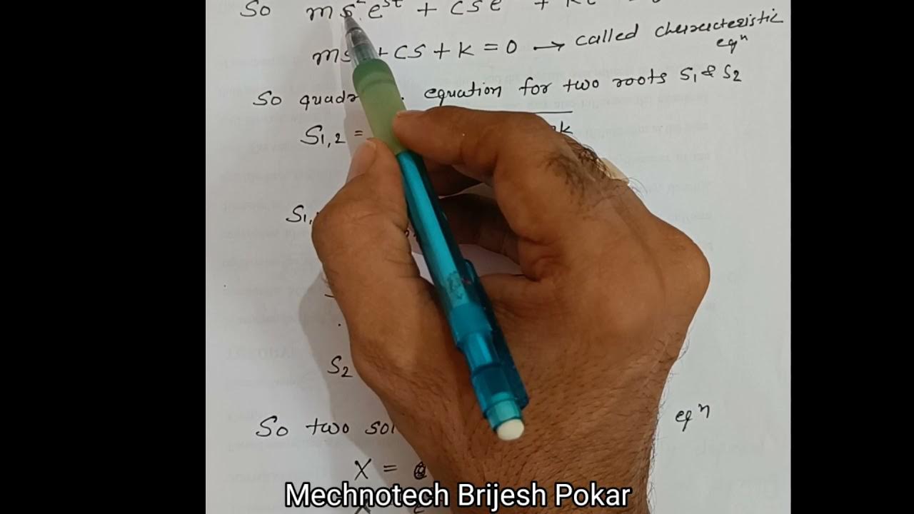 Vibration part 10 Differential equation of motion for free damped vibration Vibration DOM