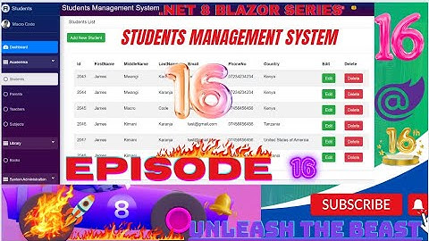 EPISODE 16: How to Create Blazor Students CRUD App with Admin LTE in NET8.0,EF Core,SQL Server EP16💥