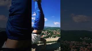 Handstand on the castle 🏰in Hartz #challenge #training #try #reels #hartz #handstand #germany #life