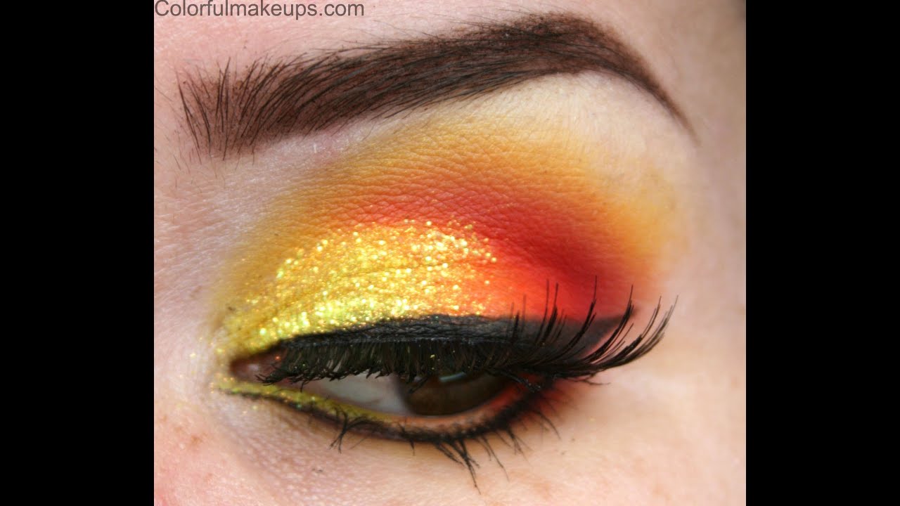 Yellow And Orange Glitter Makeup Tutorial YouTube