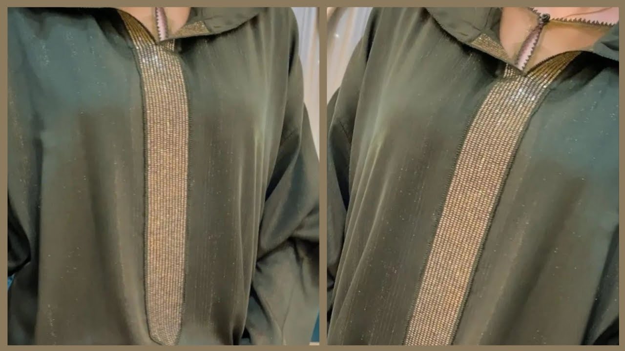 خياطة نصف طوق جلابة الراندة بالعقيق مع المعلم زهير راندة القصيبات مهرسين randa lm3alem zohayr