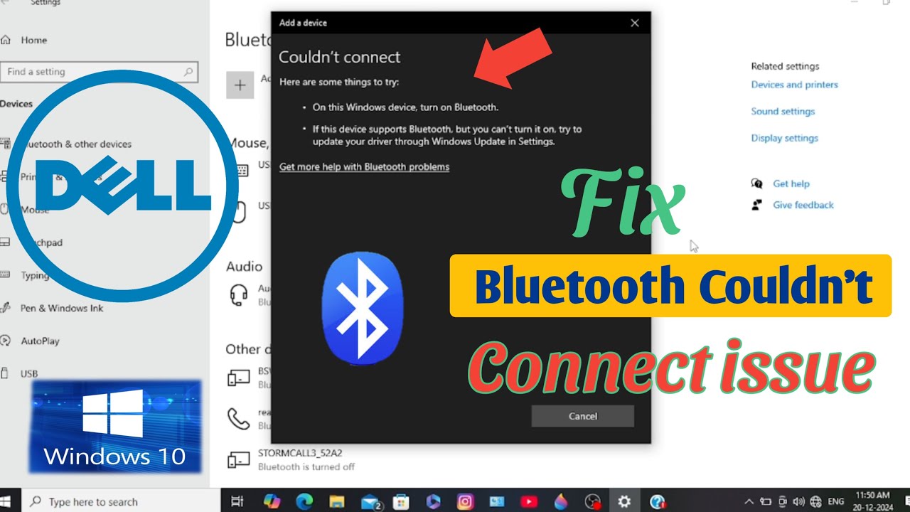 Fixed Bluetooth Couldn't Connect issue On Windows 10 Dell Computer🔥 ...