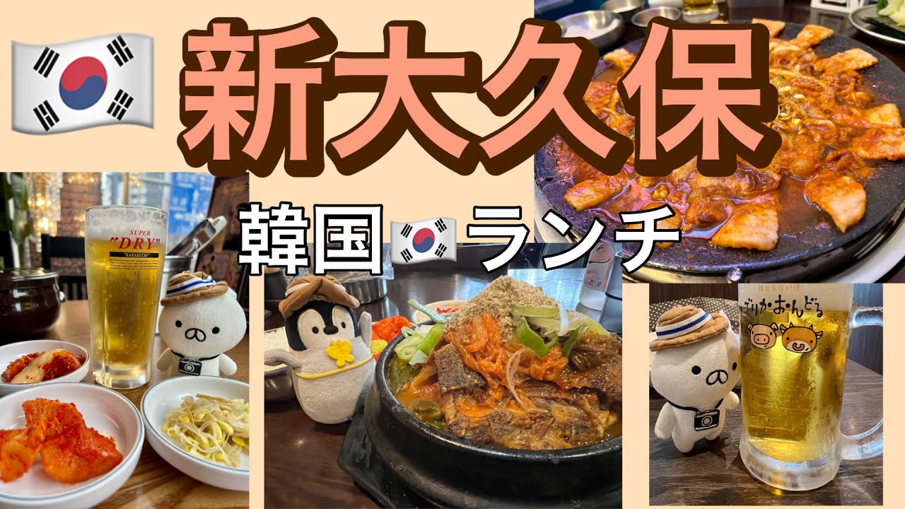 【旅vlog  新大久保】東京グルメ編　チュクミ〜参鶏湯〜ソルロンタン〜カムジャタン　ねこぺんと満喫