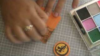 How to make a Halloween card using versamark stamp.
