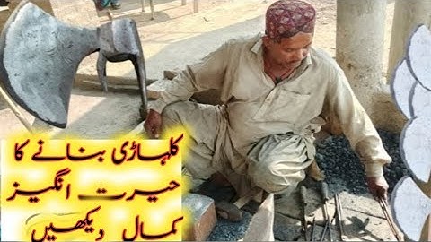 Hand FORGING a War AXEOut of Rusted IRON GEAR -Razor Sharp