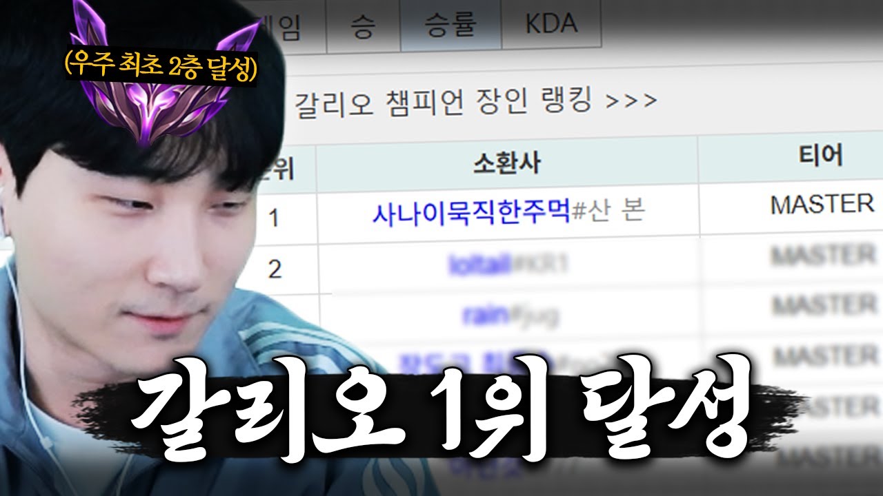 한국 서버 갈리오 장인 랭킹 1위 김민교