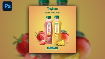 Photoshop Tutorial - Social media post design in Photoshop | Juice product banner design in Ps