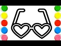 How To Draw cute Sun glass Drawing, Painting &amp; Coloring For Kids and Toddlers_ Child Art 🐋🌈🎨