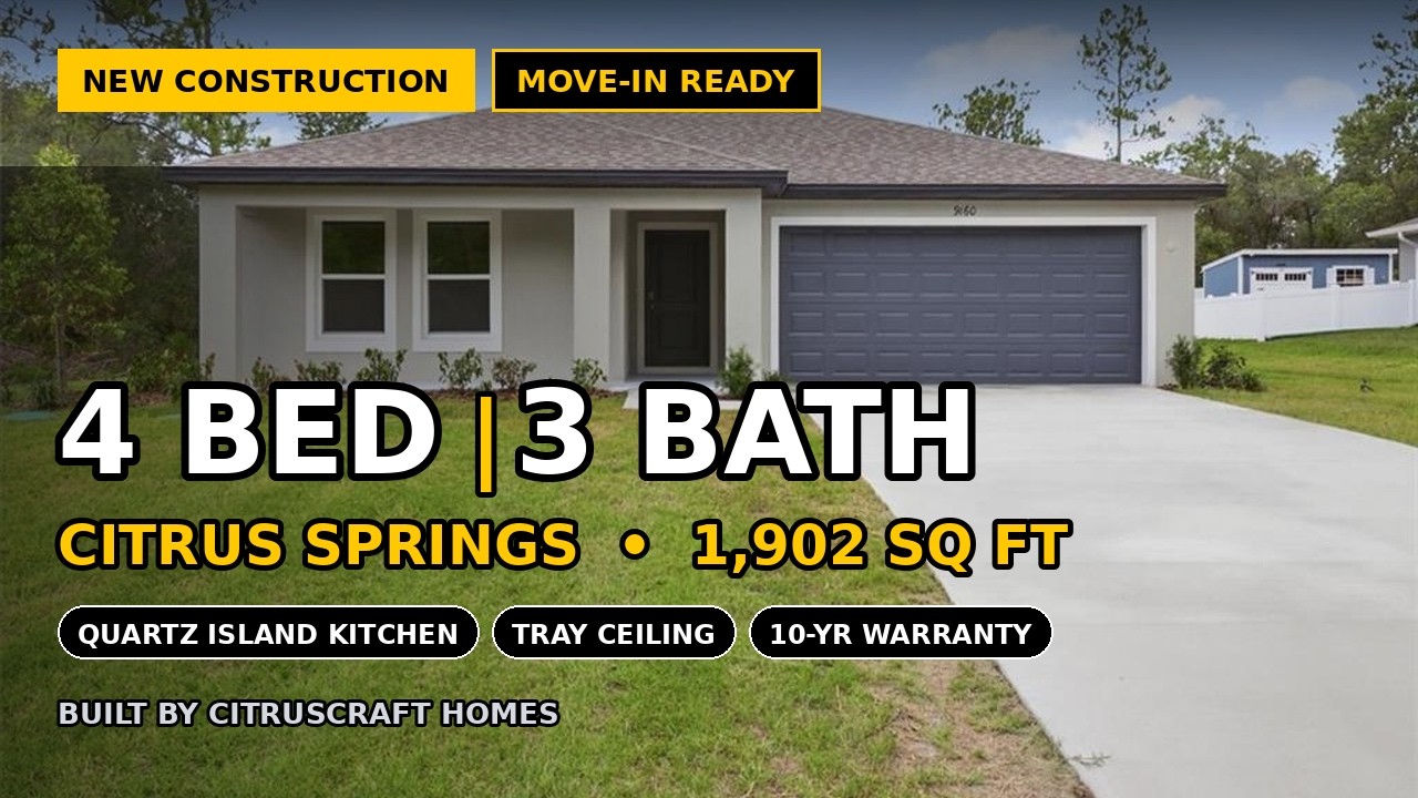 Cinematic tour: CITRUSCRAFT HOMES Grove Floor Plan in Citrus Springs Florida MLS#855893