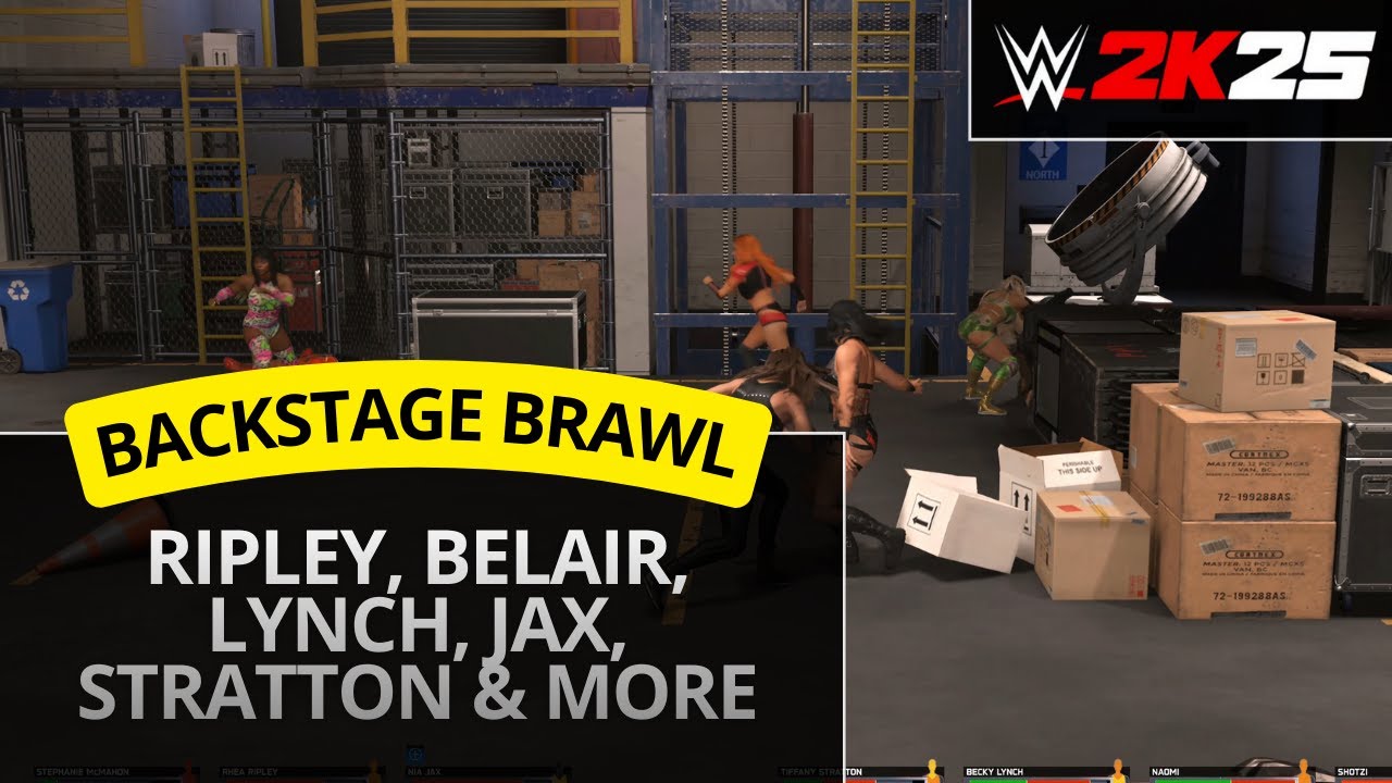 WWE 2K25 – Ripley, Belair, Lynch, Jax, Stratton & More (8-Woman Brawl)