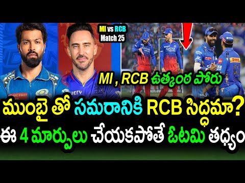 RCB 4 Must Changes Against MI For Match 25|MI vs RCB Match 25 Updates|IPL 2024 Updates|Filmy Poster