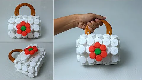 Plastic Bottle Caps Craft Idea || Making Handbag From Plastic Bottle Cap || #recycle #waste