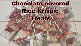 Chocolate dipped Rice Krispie treats | How to video | diy party treats