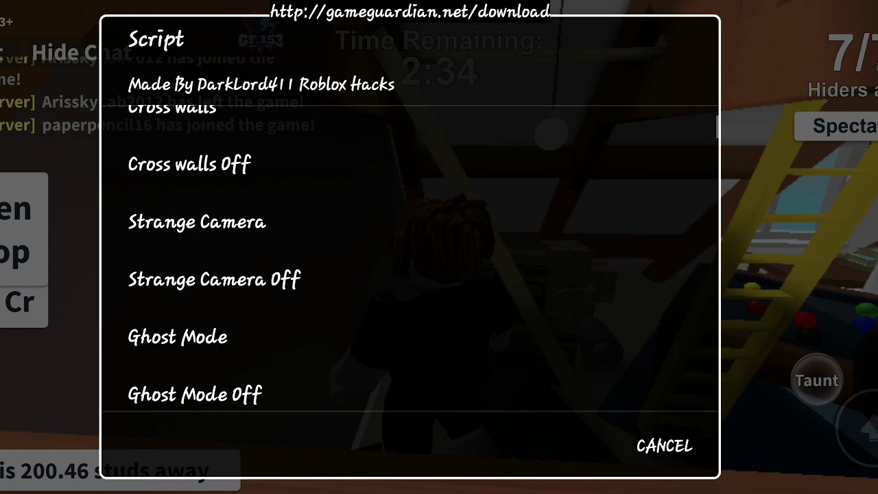 Guy Hack Roblox Hide And Seek Android Game Guardian Youtube - gameguardian roblox hack