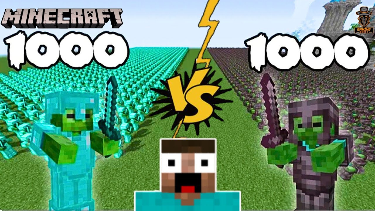 😱1000 Diamond Zombies VS 1000 Netherite Zombies | Minecraft