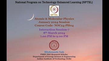 January 2024 - Atomic & Molecular Physics Problem Solving & Interaction Session Week 7