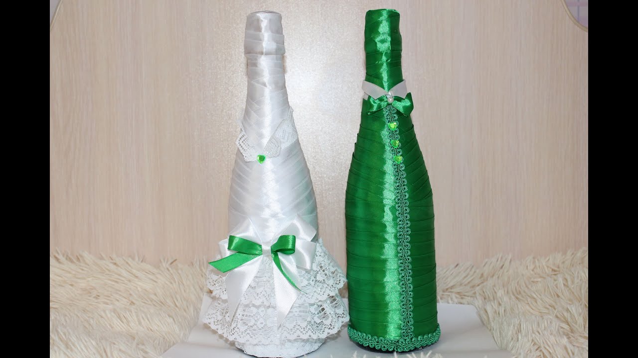 Свадебное шампанское "Жених и невеста"/ How to decorate bottle for