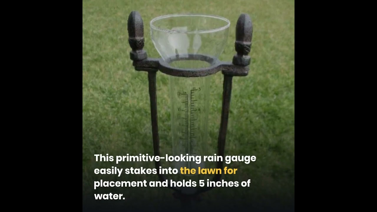 "Rustic Cast Iron Rain Gauge & Stake Garden Decor - 31" Long, 5" Measuring Glass | Free Shipping