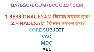 FYUGP 1st semester sesionnal exam final Exam how many marks MDC vac AEC GU I Can Help You 