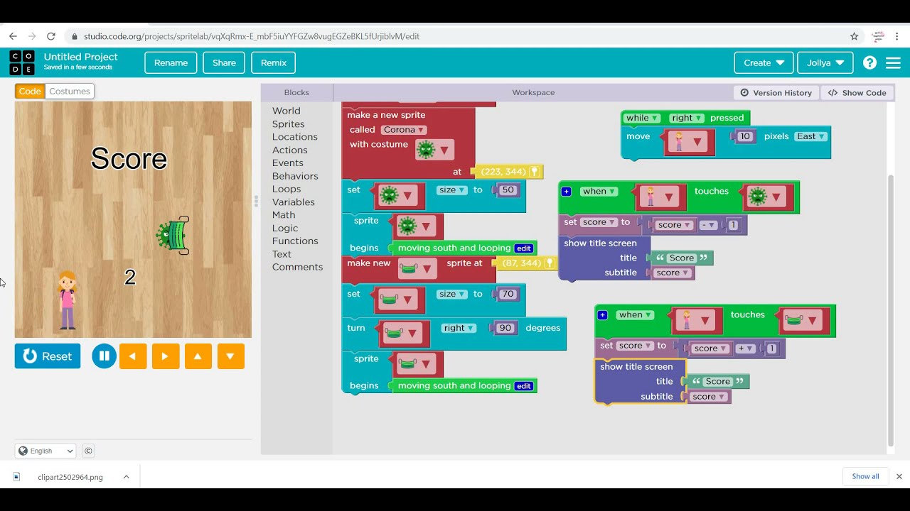 Learn to code and make a corona virus game in code.org - in tamil - coding for kids