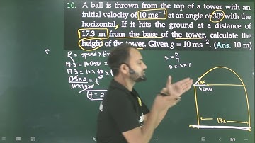 Pfp-10 projectile motion : a ball is thrown from the top of a tower with an initial velocity of 10
