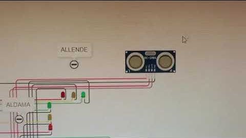 Funcionamiento del circuito del sistema inteligente de semáforos en Tinkercad