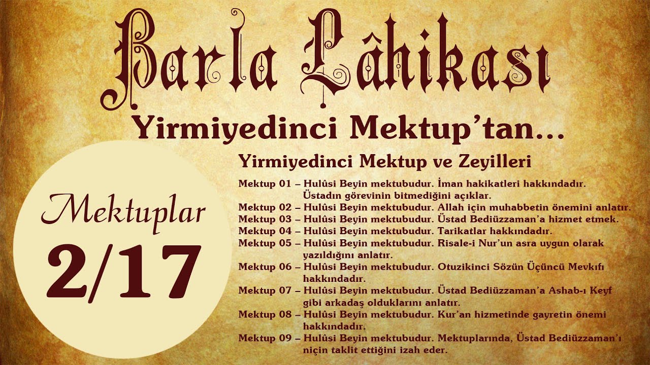 Risale-i Nur Külliyatı/Barla Lâhikası - 001-053 Mektuplar (2/17)