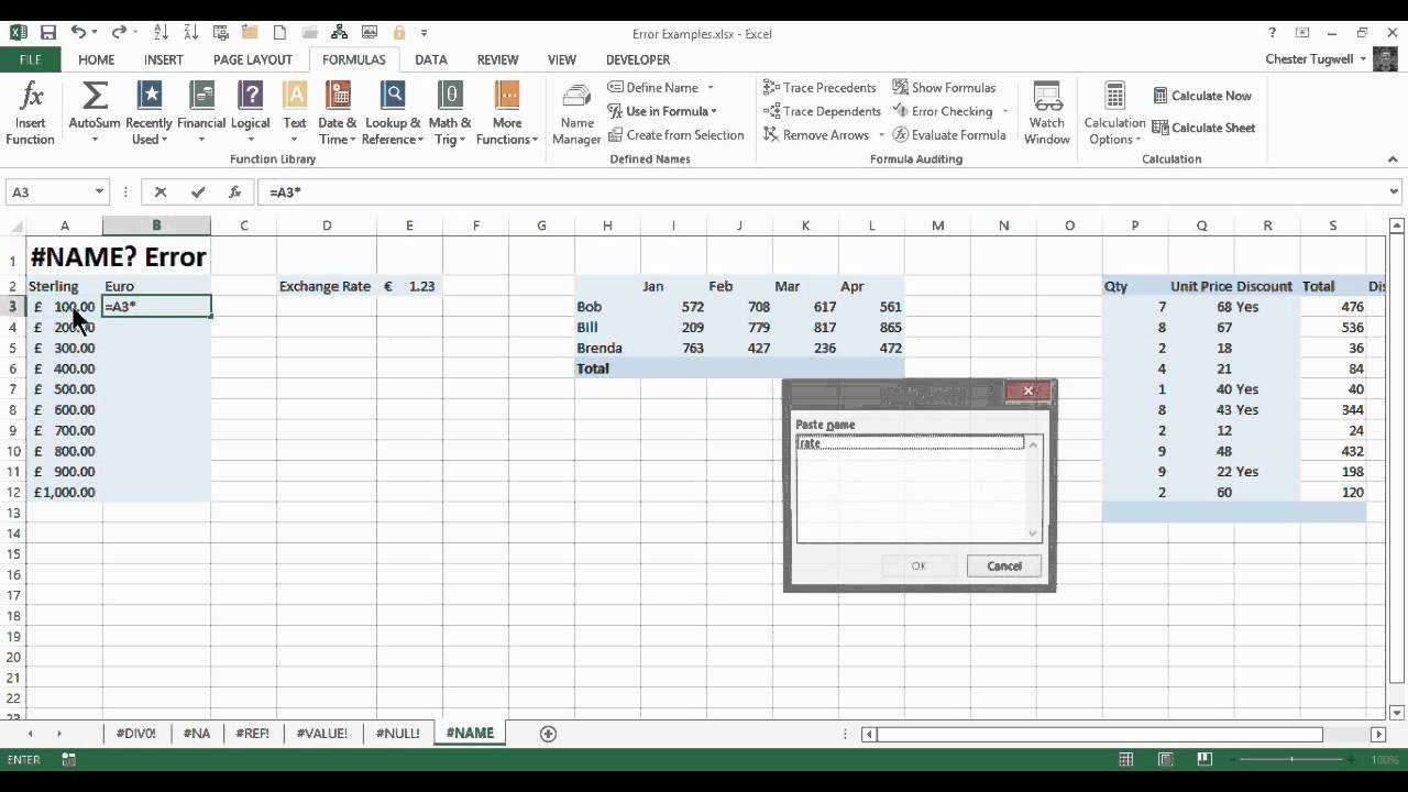 Understanding Excel S Name Error Youtube