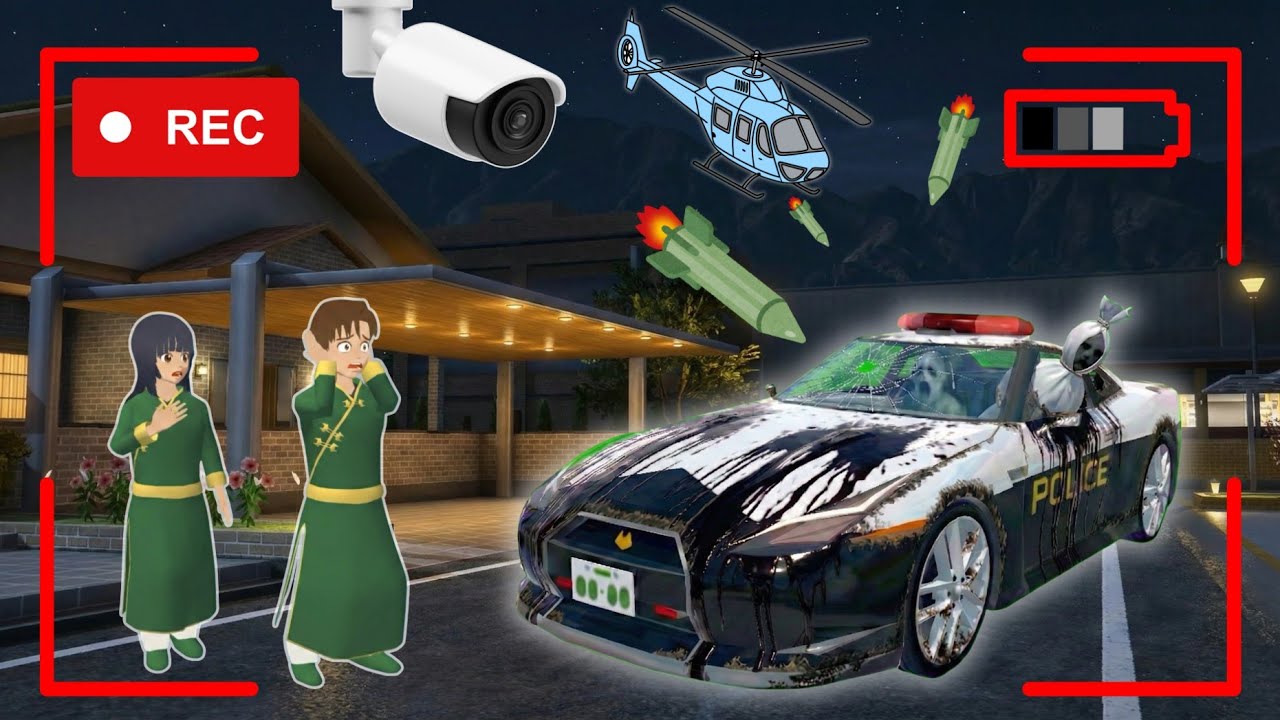 Yuta Mio Panik CCTV Merekam ANOMALI MOBIL POLISI BERHANTU menyerang kota😱😱| Sakura School Simulator
