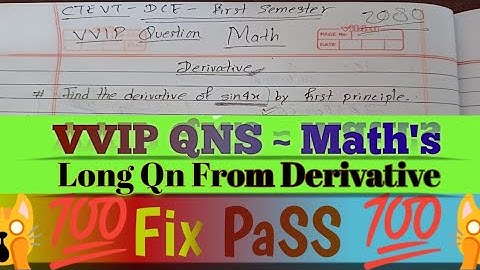 DCE _ First Semester _ E. Mathematics _ Derivative long Questions _ Ctevt