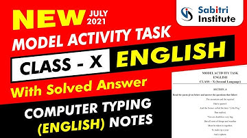 WBBSE Class 10 / English / New Model Activity Task July 2021 / Hindi Medium / With Solved  Answer
