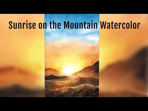Nascer do sol nas montanhas em aquarela beginner- Tutorial Acquerello alba sui monti