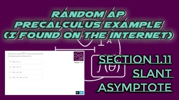 AP Precalculus Section 1.11 Example: Slant Asymptote of a Rational Function