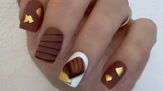 Шоколад на ногтях. Поталь на ногтях. Дизайн ногтей шоколад