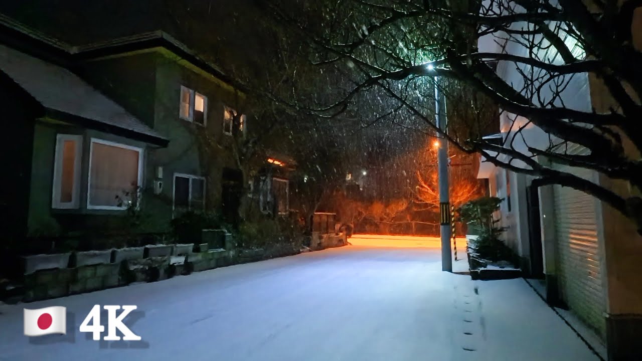 -13°C Silent Snowfall Night Walk in Japan ❄️ | Hokkaido Village