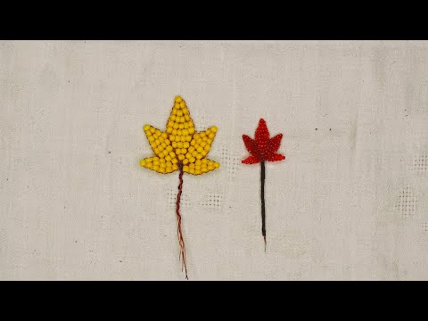 Клен из бисера.Часть 1,листик./Maple beaded. Part 1, leaf