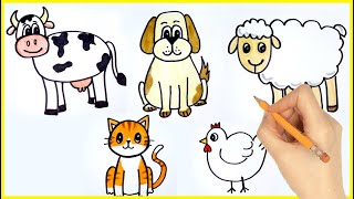 🐶 5 DIBUJOS DE ANIMALES DOMÉSTICOS PARTE 01 | dibujos para principiantes -  thptnganamst.edu.vn