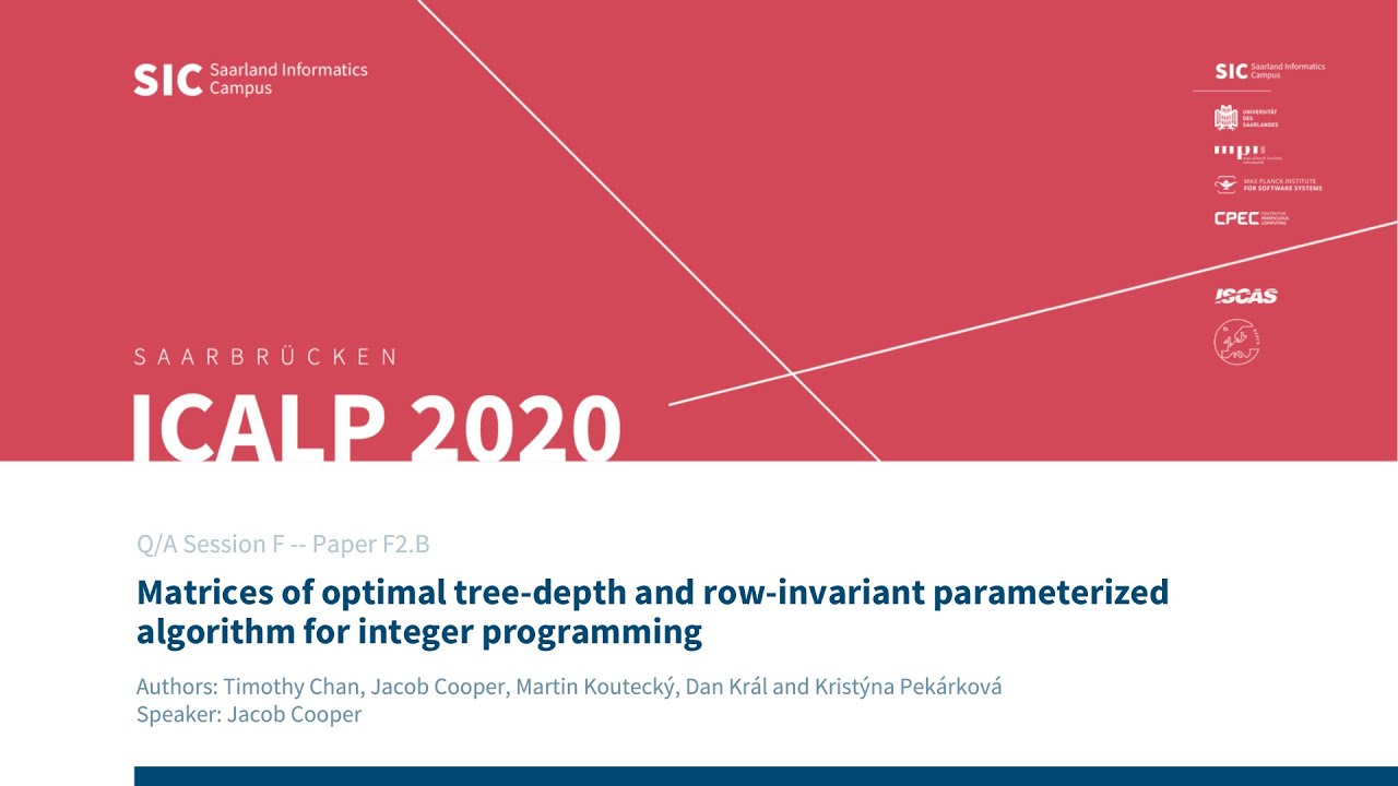 F2.B — Matrices of optimal tree-depth and row-invariant parameterized algorithm for integer program…