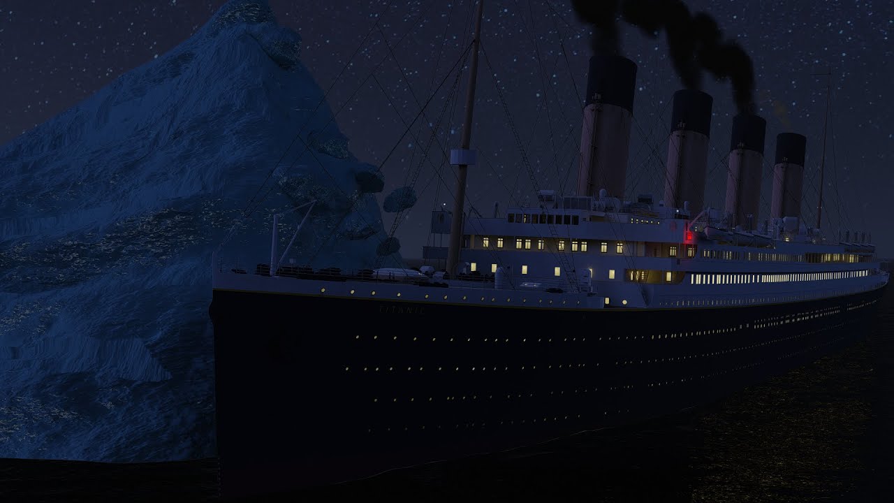 Titanic Hitting The Iceberg And Sinking