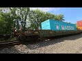 CSX intermodal train passes at Canaseraga